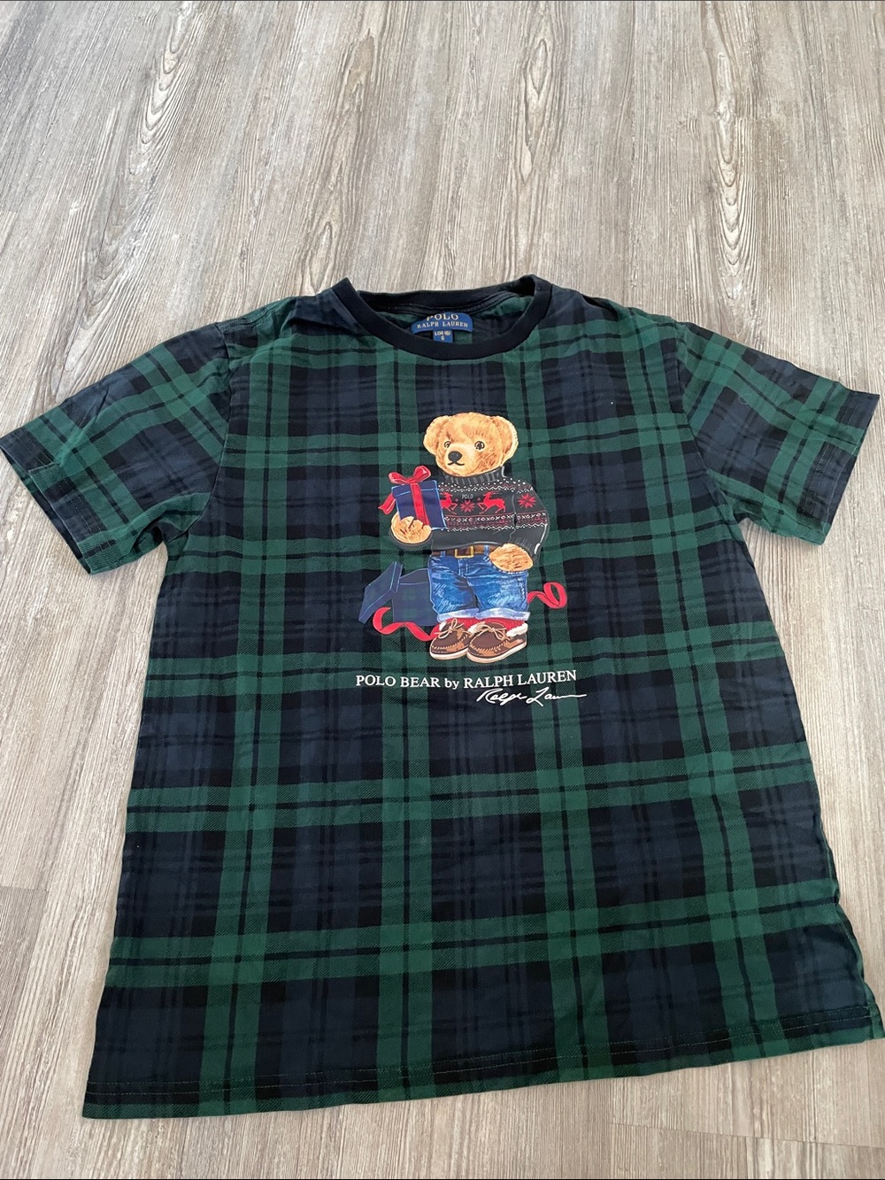 Polo by Ralph Lauren Green & Black Plaid Polo Bear Tee